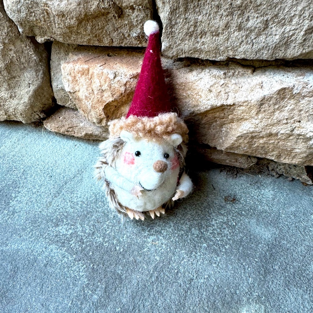 New🌟 Hedgehog With Tree on Back Felt Ornament